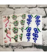 Vintage Scrapbooking Stickers Lot 5 Sheets Blue Flowers Watering Cans Pink - £7.73 GBP