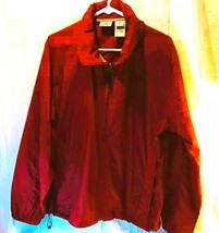 L.L Bean Men&#39;s Stowaway Rain Jacket Red, Mock Neck Pockets Hood, Zip M - $44.54