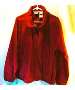 L.L Bean Men&#39;s Stowaway Rain Jacket Red, Mock Neck Pockets Hood, Zip M - $44.54