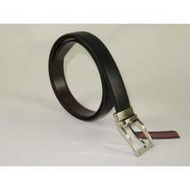 Mens VALENTINI Textured Leather Belt Classic Pin Buckle Reversible sw68 Black image 7