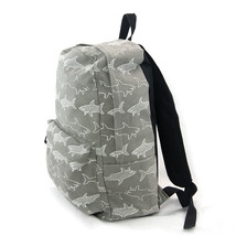 Zeckos Grey and White Shark Infested Canvas Backpack - £26.25 GBP