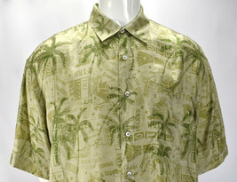 HILO HATTIE Mens Silk Hawaiian TIKI LODGE Print Button Shirt Large - £34.62 GBP