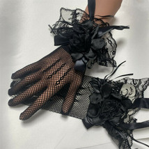 Women Short Lace Mesh Floral Gloves Gothic Bride Wedding Mittens Hot Sexy - $10.39