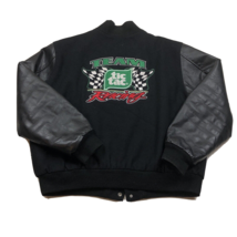 Team Tic Tac Racing  Black Wool Varsity Snap Jacket Mens XXL Leather Sle... - £94.95 GBP