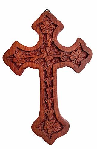 Iconsgr Handmade Wooden Holy Orthodox Religious Wood Carved Wall Cross Christ Cr