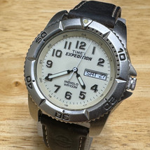 Timex Expedition Quartz Watch Men 100m Silver Beige Military Leather New Battery - £28.43 GBP