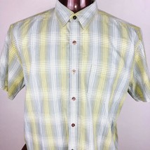 Horny Toad Mens XL Light Olive Gray Plaid Short Sleeve Button Down Shirt - £14.05 GBP