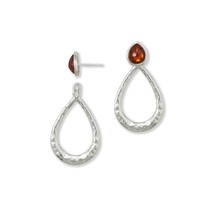 Handmade Natural Baltic Amber Hammered Pear Drop Detachable Earrings 925 Silver - £112.39 GBP