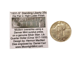 Very Rare 1931 s Silver Standing Liberty Quarter Fantasy Overstrike Dani... - $989.99