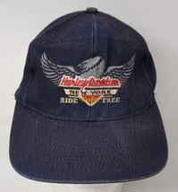 Vintage Harley Davidson Faded Worn New York Cafe Snapback Baseball Hat Cap - £15.21 GBP