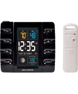 Alarm Clock With Temperature And USB Charging Rectangular Plastic Black NEW - £59.42 GBP