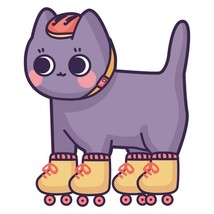 Cute Cat Roller Skate Vinyl Decal Sticker UV &amp; Water Proof Gift Laptop C... - $109.97 MXN