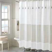 72-inch Taupe Tan and White Stripes Cotton Shower Curtain - $108.90