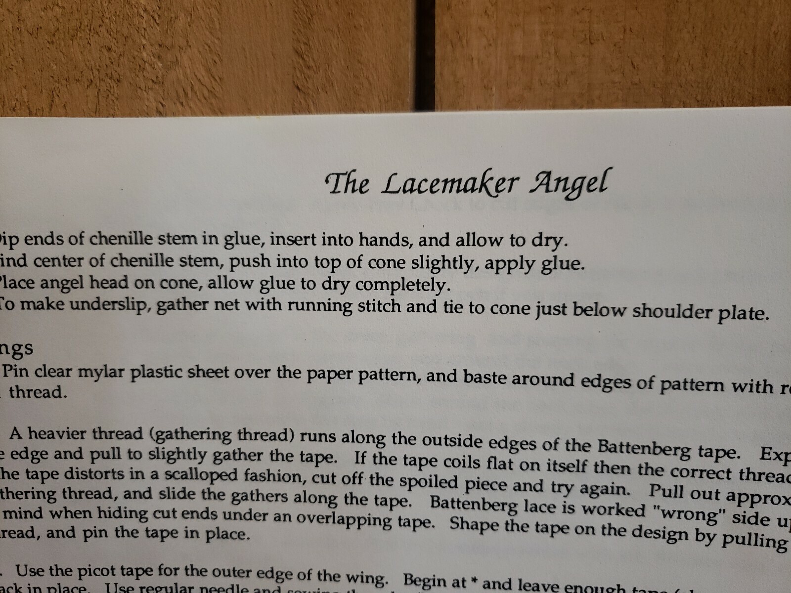 VINTAGE The Lace Maker Angel Battenburg Lace Pattern Item image 2