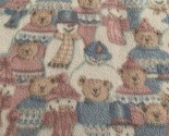 Vintage Baby Blanket Teddy Bear Snowman Fleece Acrylic Trim 51 X 39 - $27.77