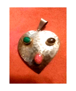 Natural Stone Sterling Heart Pendant - €22,42 EUR