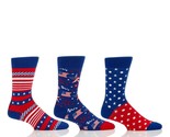 Men&#39;s Premium Crew Socks Yo Sox 3 Pairs American Flag Motifs Blue Red Co... - $26.72