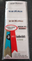 VTG White Handkerchief Monogram M Embroidered Set of 3 Hankies NOS No Ironing - £7.83 GBP