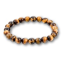 8mm Natural Stone Beaded Bracelet Men&#39;s Black Lava Tiger Eye Wooden Beads Healin - £9.34 GBP