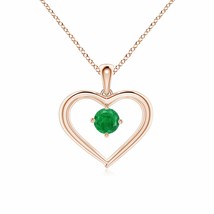 ANGARA 0.24 Ct Solitaire Round Emerald Open Heart Pendant Necklace in 14K Gold - $647.10