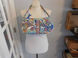 VERA BRADLEY Marina Paisley Medium Handbag Zippered Pockets Colorful Flo... - £15.91 GBP