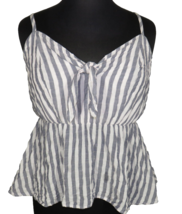 Torrid Women&#39;s Cotton Blend Striped Smocked Back Peplum Tank Top Plus Size 2X - £11.77 GBP