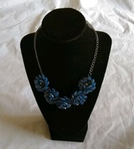 Mixit Women&#39;s Blue Black Tones Floral Necklace - £15.29 GBP