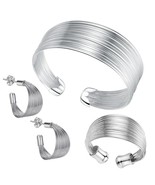 Strand Bracelet Earrings and Ring Set Silver - £12.65 GBP