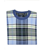 Brooks Brothers Mens Blue Plaid Supima Cotton Crewneck Sweater  L Large ... - £93.83 GBP