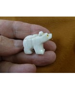 (Y-BEA-150) little Polar Bear White Alabaster GEMSTONE figurine stone PE... - $11.05