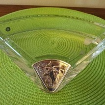 Ottaviani Leaded Crystal Gold Maple Leaf Inlay Ash Tray Made In Italy - £25.57 GBP