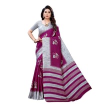 saree with ready made blouse new stiched blouse art silk sari designer b... - $35.95