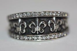 CHROME HEARTS 1996 Diamond Fleur De Lis V Band Ring (Size 7) 925 Sterling Silver - £2,850.70 GBP