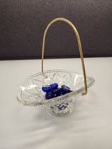 Vintage Avon Glass Basket With Gold Toned Twisted Metal Rope Handle by Fostoria - £11.51 GBP