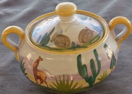 Vintage Hand Crafted Terra Cotta Pottery Sugar Bowl - Peru - VGC - BEAUTIFUL ART - £31.06 GBP