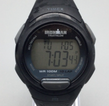 Timex Ironman Digital Watch Men 40mm Black 100M 10 Lap Timer New Battery 2015 - £13.30 GBP