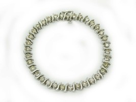 5.60ct tw Earth Mined Diamond S-Link Design Tennis Bracelet 14k White Gold - £2,915.57 GBP