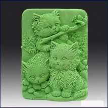 egbhouse, 2D Silicone Soap/Plaster/Polymer clay Mold – Three Little Kittens - £19.73 GBP