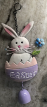 Happy Easter Dusty Pink Metal Bunny Bell Wall Hanging Decor-Brand New-SH... - £10.67 GBP