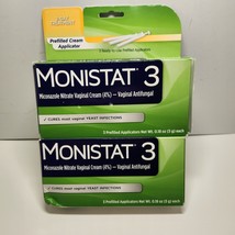 Monistat 3 Yeast Infection Treatment Cream Applicators Lot of 2 Boxes 10/23 + - £11.03 GBP