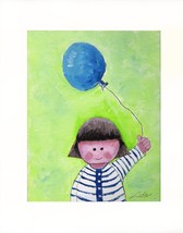 Girl With Balloon - Acrylic on Canvas Board - Print 8&quot; X 10&quot; - $35.00
