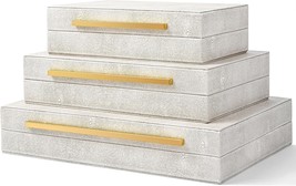 Xinstar Faux Ivory Shagreen Leather Decorative Boxes,Decorative Storage Boxes - £70.83 GBP