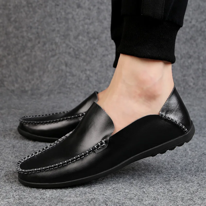 Men Loafers Shoes Soft Genuine Leather Slip-On Sneakers Male Casual Luxu... - $43.57