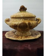 Vintage Handmade Ceramic Mushroom Soup Tureen with Underplate! - £31.53 GBP