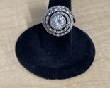 Sterling Silver Round Faux Stones Ring Size 6 Estate Jewelry Find KG - $14.85