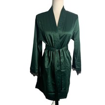 Fredericks of Hollywood Erina Satin Robe S Forest Green Lace Back Tie Be... - £37.11 GBP