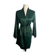 Fredericks of Hollywood Erina Satin Robe S Forest Green Lace Back Tie Be... - £36.65 GBP