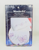Wonder Art Poly Cotton Pillowcases Pair Butterfly Stamped For Embroidery 1131 - £10.29 GBP