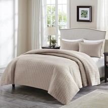 Taupe King (104&quot;X90&quot;) 3 Pc. Comfort Spaces Kienna Quilt Set -, Matching ... - £47.80 GBP