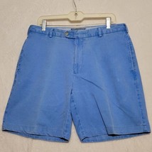 Peter Millar Men&#39;s Shorts Size 34 Washed Blue Flat Front Chino Pima Cotton - $23.87